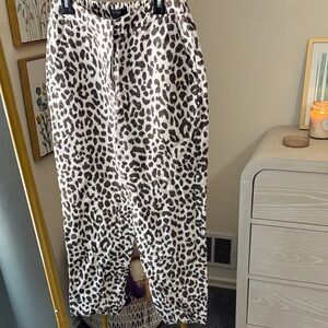 J. Crew Leopard Print Wide Leg Pants in Cream and Brown